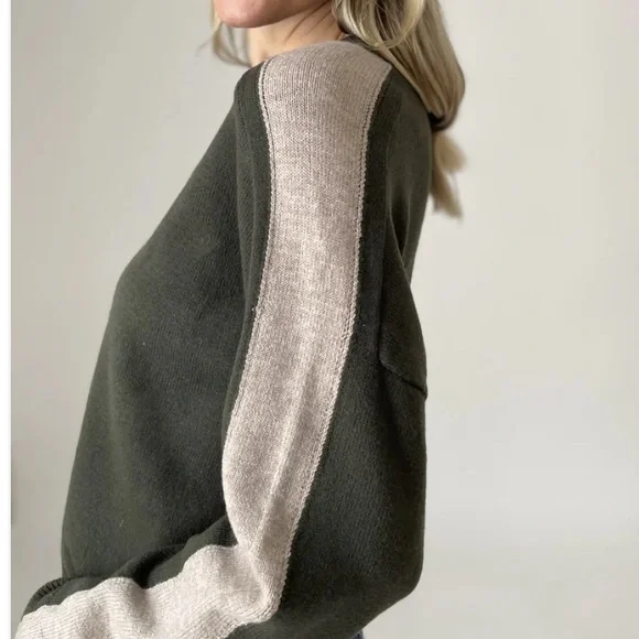 Six/Fifty (olive/latte] Sweater. L - Picture 2 of 3
